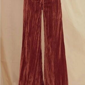 Velvet Wide-Leg Pants in Rust
